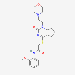 molecular formula C22H28N4O4S B2980260 N-(2-methoxyphenyl)-2-((1-(2-morpholinoethyl)-2-oxo-2,5,6,7-tetrahydro-1H-cyclopenta[d]pyrimidin-4-yl)thio)acetamide CAS No. 898450-77-6