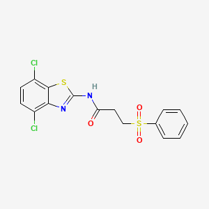 molecular formula C16H12Cl2N2O3S2 B2980261 N-(4,7-dichlorobenzo[d]thiazol-2-yl)-3-(phenylsulfonyl)propanamide CAS No. 868677-61-6