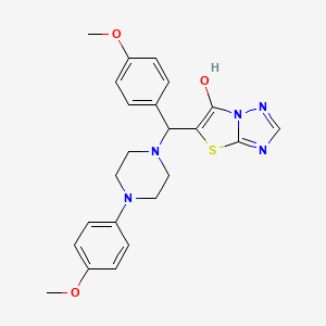 molecular formula C23H25N5O3S B2980269 5-((4-Methoxyphenyl)(4-(4-methoxyphenyl)piperazin-1-yl)methyl)thiazolo[3,2-b][1,2,4]triazol-6-ol CAS No. 868219-86-7