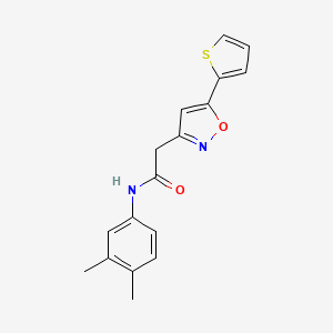 molecular formula C17H16N2O2S B2980272 N-(3,4-dimethylphenyl)-2-(5-(thiophen-2-yl)isoxazol-3-yl)acetamide CAS No. 946317-01-7