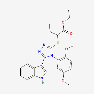 molecular formula C24H26N4O4S B2980274 ethyl 2-((4-(2,5-dimethoxyphenyl)-5-(1H-indol-3-yl)-4H-1,2,4-triazol-3-yl)thio)butanoate CAS No. 919867-94-0