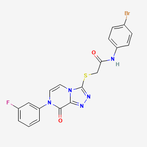 molecular formula C19H13BrFN5O2S B2980276 N-(4-bromophenyl)-2-[[7-(3-fluorophenyl)-8-oxo-[1,2,4]triazolo[4,3-a]pyrazin-3-yl]sulfanyl]acetamide CAS No. 1223996-85-7