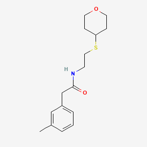 molecular formula C16H23NO2S B2980277 N-(2-((tetrahydro-2H-pyran-4-yl)thio)ethyl)-2-(m-tolyl)acetamide CAS No. 1903293-09-3