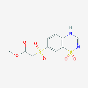 molecular formula C10H10N2O6S2 B2980279 methyl 2-((1,1-dioxido-2H-benzo[e][1,2,4]thiadiazin-7-yl)sulfonyl)acetate CAS No. 941913-42-4