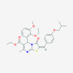 molecular formula C30H34N2O6S B298028 ethyl 5-(2-ethoxy-3-methoxyphenyl)-2-(4-isobutoxybenzylidene)-7-methyl-3-oxo-2,3-dihydro-5H-[1,3]thiazolo[3,2-a]pyrimidine-6-carboxylate 