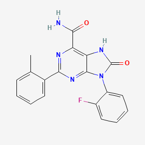 molecular formula C19H14FN5O2 B2980282 9-(2-fluorophenyl)-2-(2-methylphenyl)-8-oxo-7H-purine-6-carboxamide CAS No. 898446-15-6