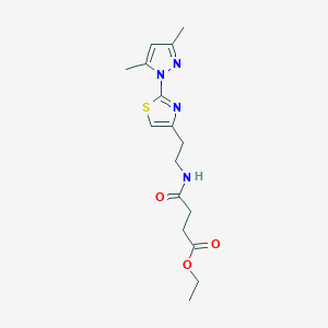 ethyl 4-((2-(2-(3,5-dimethyl-1H-pyrazol-1-yl)thiazol-4-yl)ethyl)amino)-4-oxobutanoate