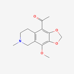 molecular formula C14H17NO4 B2980289 1-(4-Methoxy-6-methyl-5,6,7,8-tetrahydro[1,3]dioxolo[4,5-g]isoquinolin-9-yl)ethanone CAS No. 854844-21-6