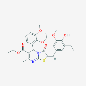 molecular formula C30H32N2O7S B298030 ethyl 2-(3-allyl-4-hydroxy-5-methoxybenzylidene)-5-(2-ethoxy-3-methoxyphenyl)-7-methyl-3-oxo-2,3-dihydro-5H-[1,3]thiazolo[3,2-a]pyrimidine-6-carboxylate 