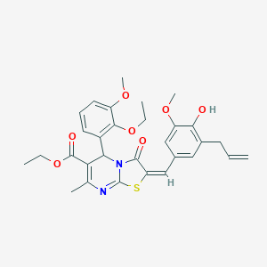 ethyl 2-(3-allyl-4-hydroxy-5-methoxybenzylidene)-5-(2-ethoxy-3-methoxyphenyl)-7-methyl-3-oxo-2,3-dihydro-5H-[1,3]thiazolo[3,2-a]pyrimidine-6-carboxylate