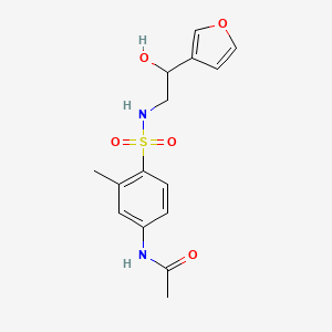 molecular formula C15H18N2O5S B2980300 N-(4-(N-(2-(furan-3-yl)-2-hydroxyethyl)sulfamoyl)-3-methylphenyl)acetamide CAS No. 1448033-58-6