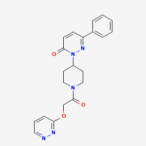 molecular formula C21H21N5O3 B2980307 6-Phenyl-2-[1-(2-pyridazin-3-yloxyacetyl)piperidin-4-yl]pyridazin-3-one CAS No. 2380059-18-5