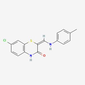 molecular formula C16H13ClN2OS B2980315 (2E)-7-氯-2-[(4-甲基苯胺)亚甲基]-4H-1,4-苯并噻嗪-3-酮 CAS No. 338417-15-5