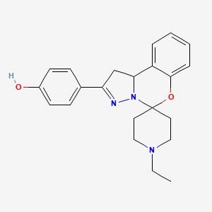 molecular formula C22H25N3O2 B2980317 4-(1'-Ethyl-1,10b-dihydrospiro[benzo[e]pyrazolo[1,5-c][1,3]oxazine-5,4'-piperidin]-2-yl)phenol CAS No. 899983-70-1