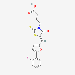 (Z)-4-(5-((5-(2-fluorophenyl)furan-2-yl)methylene)-4-oxo-2-thioxothiazolidin-3-yl)butanoic acid