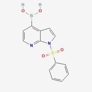 molecular formula C13H11BN2O4S B2980322 Boronic acid, B-[1-(phenylsulfonyl)-1H-pyrrolo[2,3-b]pyridin-4-yl]- CAS No. 943324-42-3