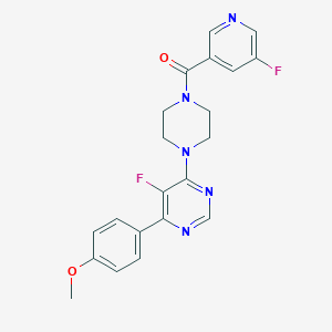 [4-[5-Fluoro-6-(4-methoxyphenyl)pyrimidin-4-yl]piperazin-1-yl]-(5-fluoropyridin-3-yl)methanone