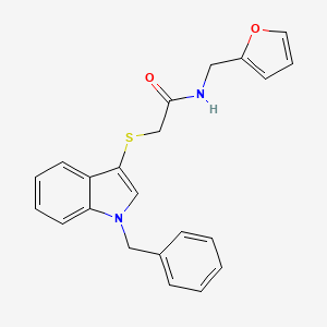 molecular formula C22H20N2O2S B2980347 2-((1-苄基-1H-吲哚-3-基)硫代)-N-(呋喃-2-基甲基)乙酰胺 CAS No. 681273-71-2