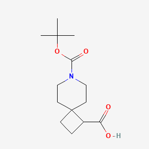 molecular formula C14H23NO4 B2980360 7-[(tert-Butoxy)carbonyl]-7-azaspiro[3.5]nonane-1-carboxylic acid CAS No. 1250999-64-4