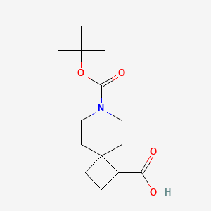 molecular formula C14H23NO4 B2980360 7-[(叔丁氧羰基)羰基]-7-氮杂螺[3.5]壬烷-1-羧酸 CAS No. 1250999-64-4