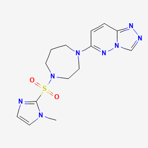 molecular formula C14H18N8O2S B2980367 6-[4-(1-Methylimidazol-2-yl)sulfonyl-1,4-diazepan-1-yl]-[1,2,4]triazolo[4,3-b]pyridazine CAS No. 2379987-35-4