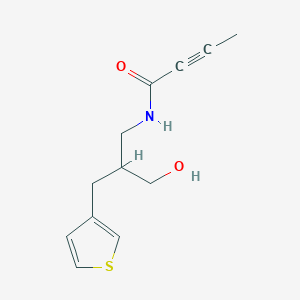 molecular formula C12H15NO2S B2980369 N-[2-(Hydroxymethyl)-3-thiophen-3-ylpropyl]but-2-ynamide CAS No. 2411289-99-9