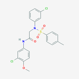 molecular formula C22H20Cl2N2O4S B298037 N-(3-chloro-4-methoxyphenyl)-2-{3-chloro[(4-methylphenyl)sulfonyl]anilino}acetamide 