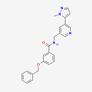 molecular formula C24H22N4O2 B2980374 3-(苄氧基)-N-((5-(1-甲基-1H-吡唑-5-基)吡啶-3-基)甲基)苯甲酰胺 CAS No. 2034559-44-7