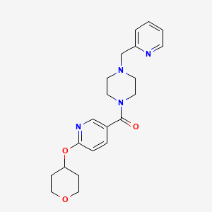molecular formula C21H26N4O3 B2980377 (4-(pyridin-2-ylmethyl)piperazin-1-yl)(6-((tetrahydro-2H-pyran-4-yl)oxy)pyridin-3-yl)methanone CAS No. 1903087-94-4