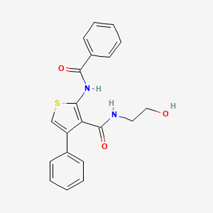 molecular formula C20H18N2O3S B2980389 2-苯甲酰胺-N-(2-羟乙基)-4-苯硫代吩-3-甲酰胺 CAS No. 446831-15-8