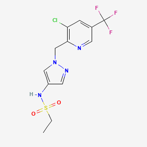 molecular formula C12H12ClF3N4O2S B2980394 N-(1-{[3-氯-5-(三氟甲基)-2-吡啶基]甲基}-1H-吡唑-4-基)-1-乙磺酰胺 CAS No. 2058815-02-2