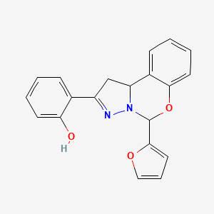 2-(5-(furan-2-yl)-5,10b-dihydro-1H-benzo[e]pyrazolo[1,5-c][1,3]oxazin-2-yl)phenol