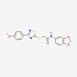 molecular formula C18H15N3O4S2 B2980398 N-(1,3-benzodioxol-5-yl)-2-[[3-(4-methoxyphenyl)-1,2,4-thiadiazol-5-yl]sulfanyl]acetamide CAS No. 864922-41-8