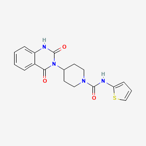 molecular formula C18H18N4O3S B2980416 4-(2,4-dioxo-1,2-dihydroquinazolin-3(4H)-yl)-N-(thiophen-2-yl)piperidine-1-carboxamide CAS No. 2034261-05-5