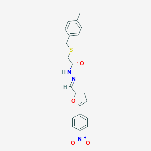 molecular formula C21H19N3O4S B298042 N'-[(5-{4-nitrophenyl}-2-furyl)methylene]-2-[(4-methylbenzyl)sulfanyl]acetohydrazide 