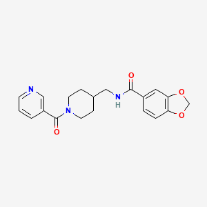 N-((1-nicotinoylpiperidin-4-yl)methyl)benzo[d][1,3]dioxole-5-carboxamide