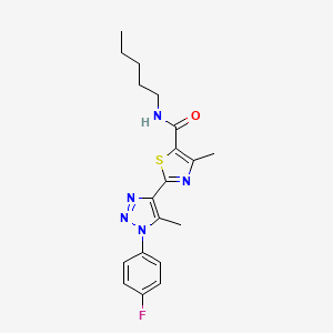 molecular formula C19H22FN5OS B2980430 2-(1-(4-fluorophenyl)-5-methyl-1H-1,2,3-triazol-4-yl)-4-methyl-N-pentylthiazole-5-carboxamide CAS No. 1207015-06-2