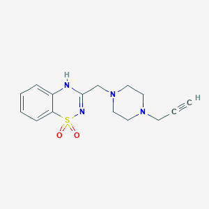 molecular formula C15H18N4O2S B2980434 3-[(4-Prop-2-ynylpiperazin-1-yl)methyl]-4H-1lambda6,2,4-benzothiadiazine 1,1-dioxide CAS No. 2418692-86-9
