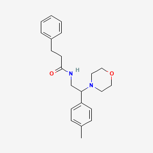 molecular formula C22H28N2O2 B2980437 N-(2-吗啉-2-(对甲苯基)乙基)-3-苯基丙酰胺 CAS No. 941964-32-5