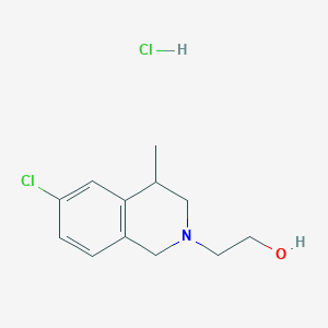 molecular formula C12H17Cl2NO B2980446 2-(6-chloro-4-methyl-3,4-dihydroisoquinolin-2(1H)-yl)ethanol hydrochloride CAS No. 473707-76-5