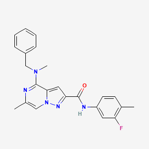 4-[benzyl(methyl)amino]-N-(3-fluoro-4-methylphenyl)-6-methylpyrazolo[1,5-a]pyrazine-2-carboxamide