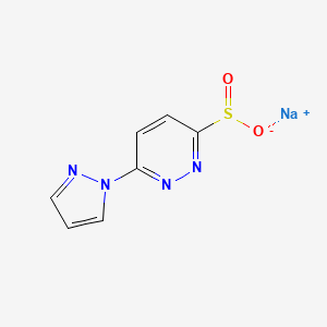 molecular formula C7H5N4NaO2S B2980449 Sodium;6-pyrazol-1-ylpyridazine-3-sulfinate CAS No. 2230802-73-8