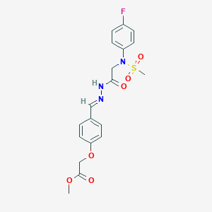molecular formula C19H20FN3O6S B298045 methyl {4-[(E)-(2-{[(4-fluorophenyl)(methylsulfonyl)amino]acetyl}hydrazinylidene)methyl]phenoxy}acetate (non-preferred name) 