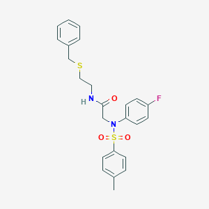 molecular formula C24H25FN2O3S2 B298046 N-[2-(benzylsulfanyl)ethyl]-2-{4-fluoro[(4-methylphenyl)sulfonyl]anilino}acetamide 
