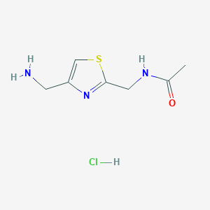 molecular formula C7H12ClN3OS B2980466 N-((4-(Aminomethyl)thiazol-2-yl)methyl)acetamide hydrochloride CAS No. 2137602-53-8