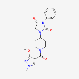 1-(1-(3-methoxy-1-methyl-1H-pyrazole-4-carbonyl)piperidin-4-yl)-3-phenylimidazolidine-2,4-dione