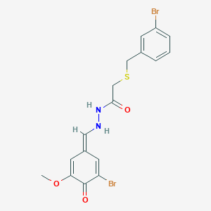 N'-[(Z)-(3-bromo-5-methoxy-4-oxocyclohexa-2,5-dien-1-ylidene)methyl]-2-[(3-bromophenyl)methylsulfanyl]acetohydrazide