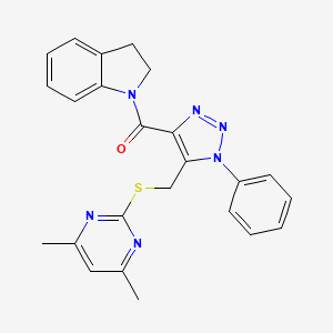 (5-(((4,6-dimethylpyrimidin-2-yl)thio)methyl)-1-phenyl-1H-1,2,3-triazol-4-yl)(indolin-1-yl)methanone