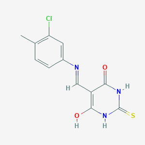 molecular formula C12H10ClN3O2S B2980476 5-(((3-chloro-4-methylphenyl)amino)methylene)-2-thioxodihydropyrimidine-4,6(1H,5H)-dione CAS No. 1021262-67-8