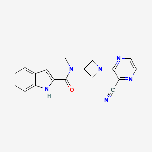molecular formula C18H16N6O B2980477 N-[1-(3-Cyanopyrazin-2-yl)azetidin-3-yl]-N-methyl-1H-indole-2-carboxamide CAS No. 2380141-75-1